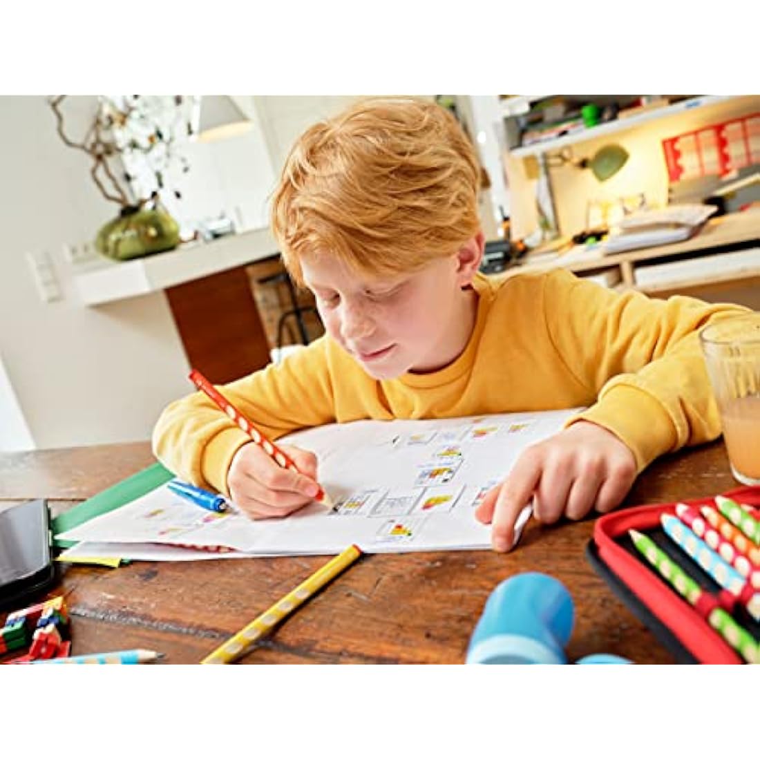 STABILO EASYgraph - Ergonomic Graphite Pencil - 8 x Left-Handed and 40 x Right-Handed - Classpack of 48 - Petrol - Degree HB