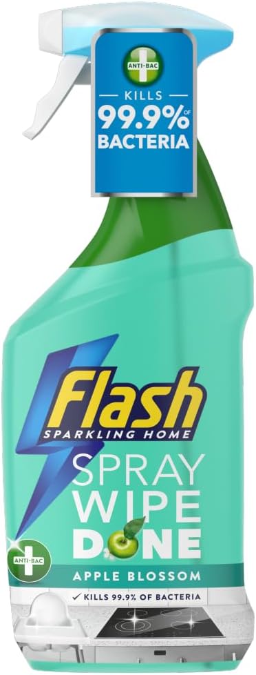 Flash Anti Bacterial Cleaning Spray Wipe & Done Apple Blossom 800ml, New