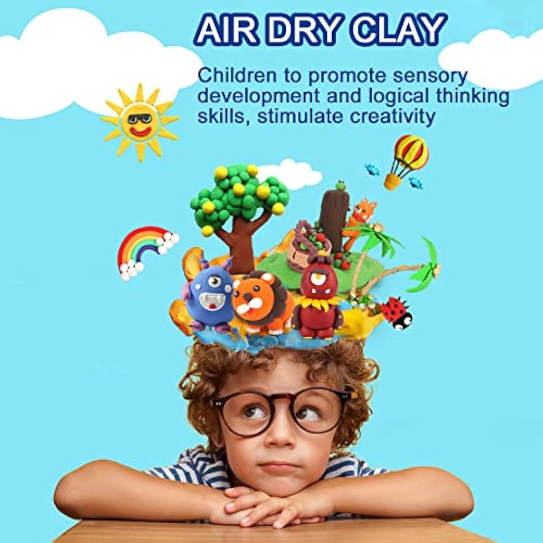 QMAY Air Dry Clay, 48 Colors Ultra Light Magic Clay, No-Toxic Modeling Clay & Dough, Modeling Clay for Kids with Tools, Gift for Kids