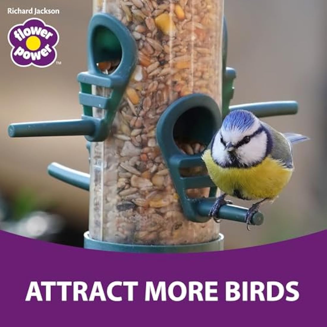 Richard Jackson 12.75kg Premium Bird Food, No Waste Natural High Energy Seeds & Wild Bird Feed Pellets, Flower Power Range