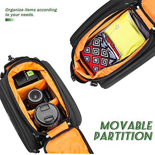 ROCKBROS Bike Pannier Bag Waterproof Bike Trunk Bicycle Carrier Rear Rack Bag Portable Seat Pannier Carbon Texture Large Storage Pouch Capacity 17-35L
