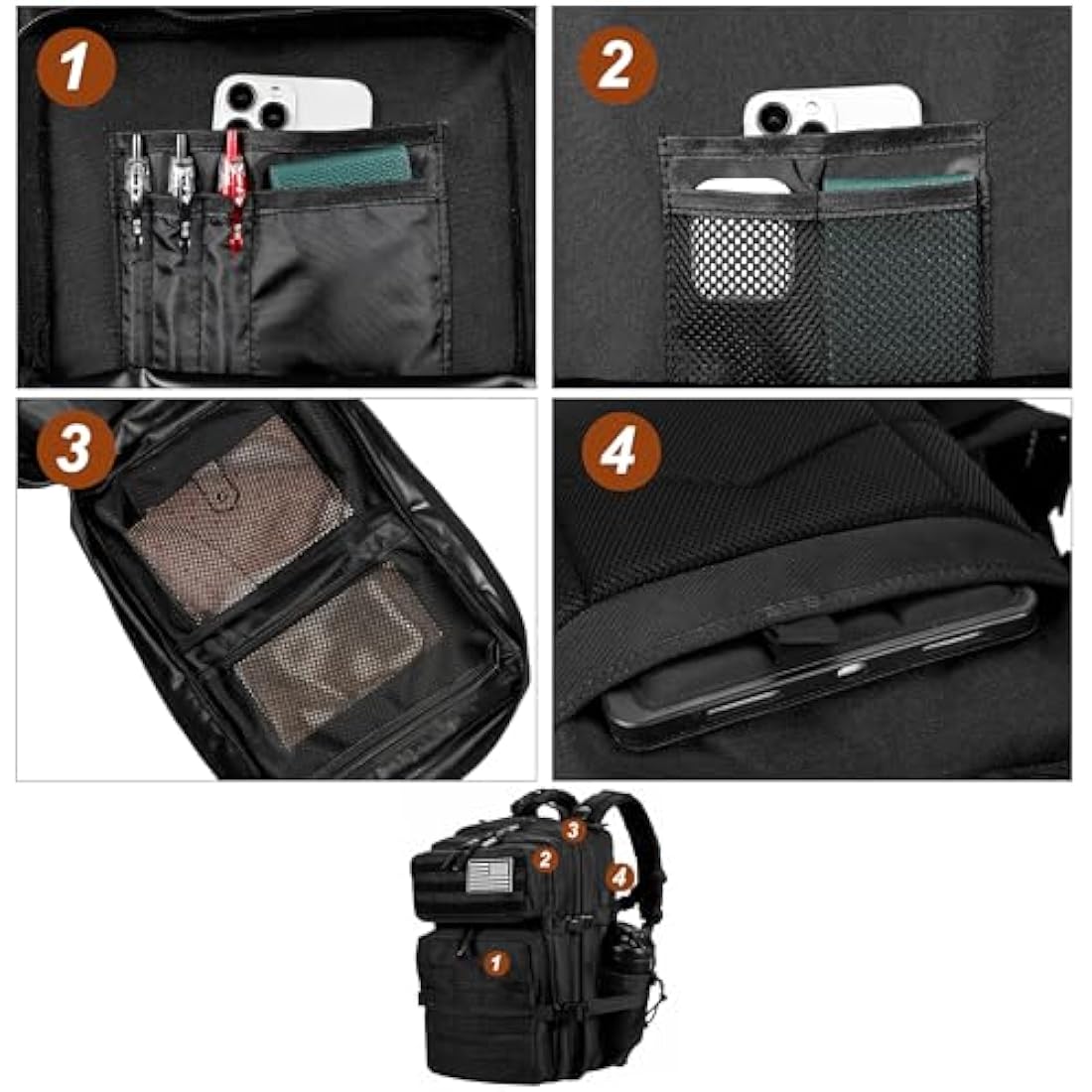 LHI Military Tactical Backpack for Men and Women 45L Large waterproof Rucksack for School, Hiking, Trekking, Hunting