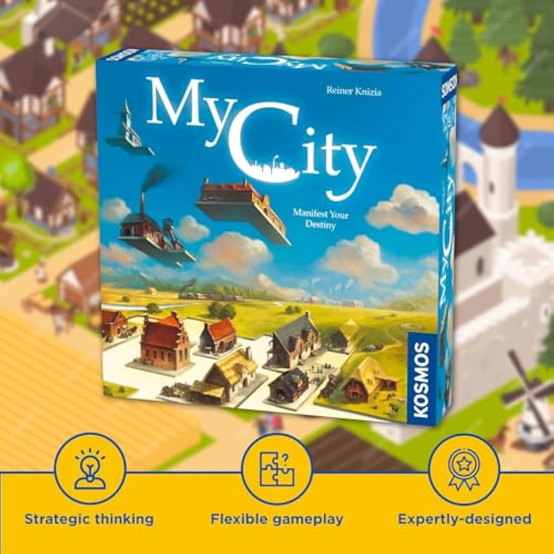Thames & Kosmos My City - Manifest Your Destiny, Decision-Making Board Game, Board Games for Family Night, Ideal for Adults and Kids, For 2 to 4 Players, Age 10+