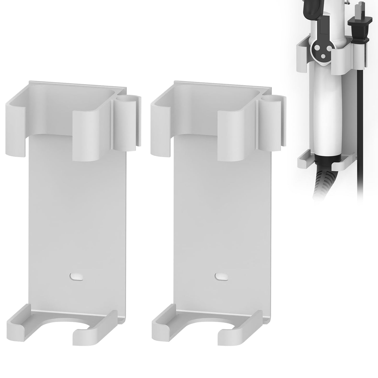 2 Pack Extra Large Curling Iron Holder Wall Mount for Devices Diameter Under 1.77" (4.5CM), Hair Styling Tool Storage Organizer, White Hairdressing