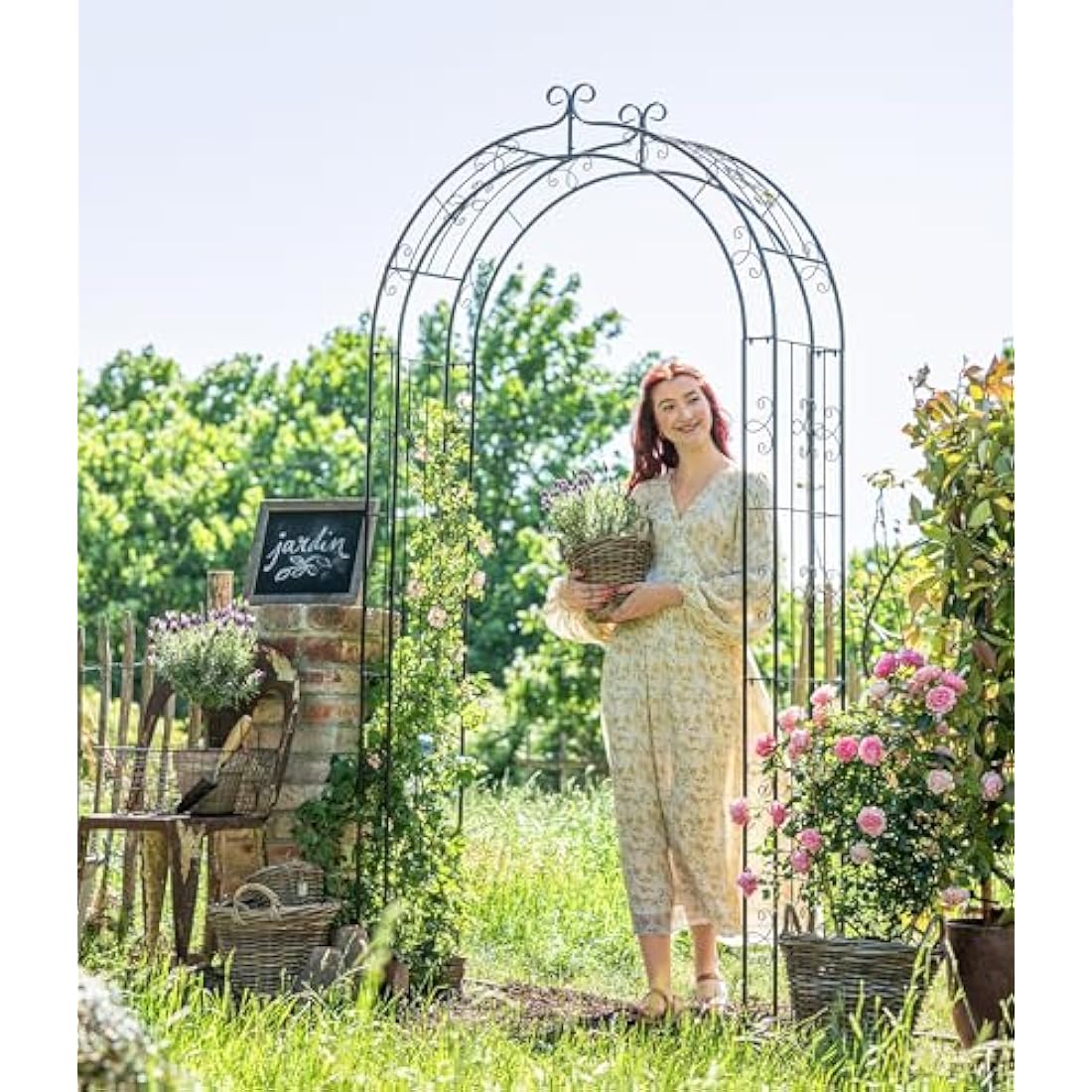 Dehner metal rose arch Belmont, 238 x 120 x 38 cm – black