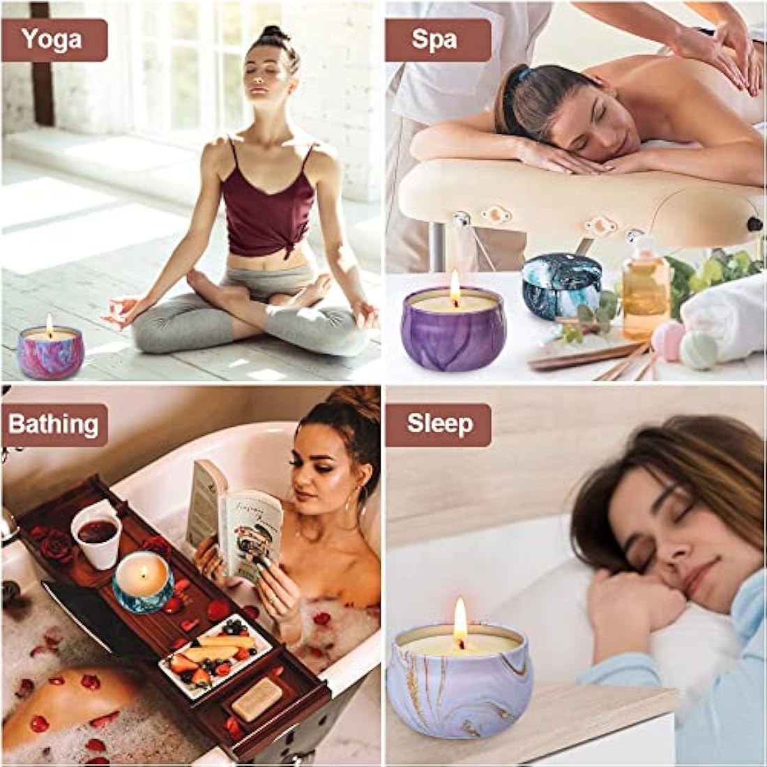 OFUN Bath Bombs & Scented Candles Gift Set, Large Bombs for Women Gifts, Spa Gift Idea for Girls, Friends, Kids Girlfriends Mum Mother's Day Birthday | 5 Bubble Balls & 4 Organic Soy Candles