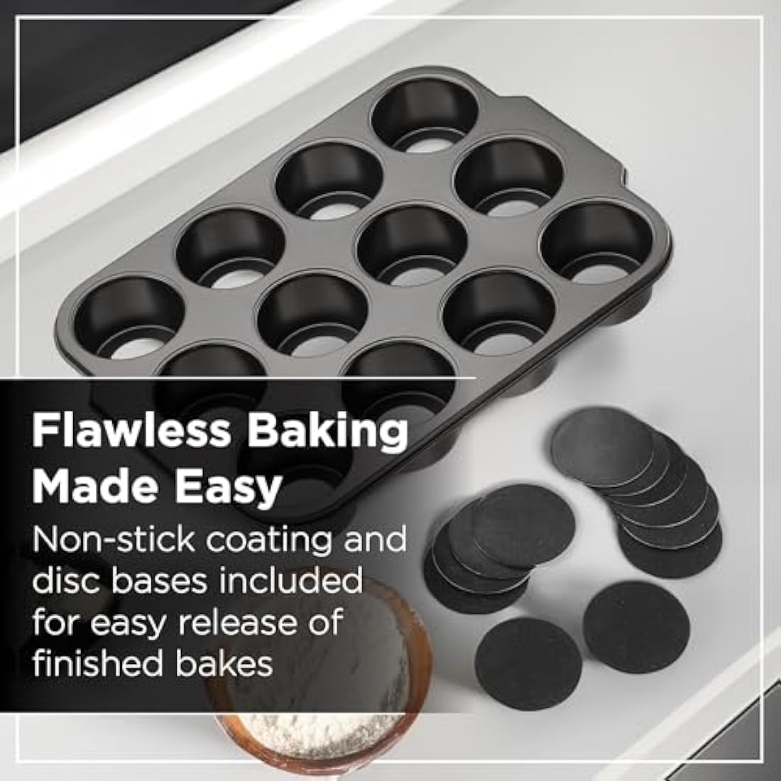 Wrenbury Mini Cheesecake Tins Removable Base - Bake with Confidence - 12 Cup Loose Based Mini Sandwich Tin Muffin Mould - Food Safe and Dishwasher Friendly 3" Cup