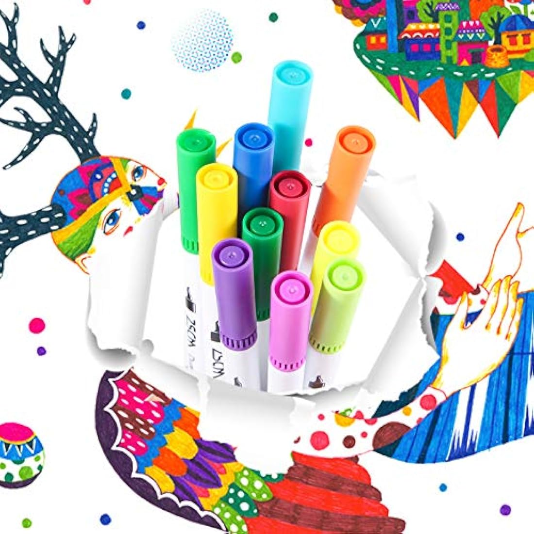 ZSCM Fineliner Fineliner Double-pointed Pens Adult Pens Coloring Books, Calligraphy and Drawings, Illustrations, Sketches…