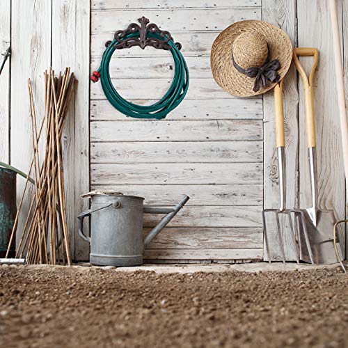Relaxdays Wall-Mount Hose Reel, Antique Style, Garden Shed Storage Rack, Cast Iron, HxWxD 15x36x15 cm, White, 15 x 36 x 15 cm