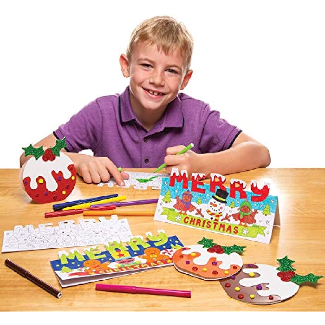 Baker Ross AT301 Christmas Colour in Pop-Up Card, Festive Arts and Craft (Pack of 10), Assorted