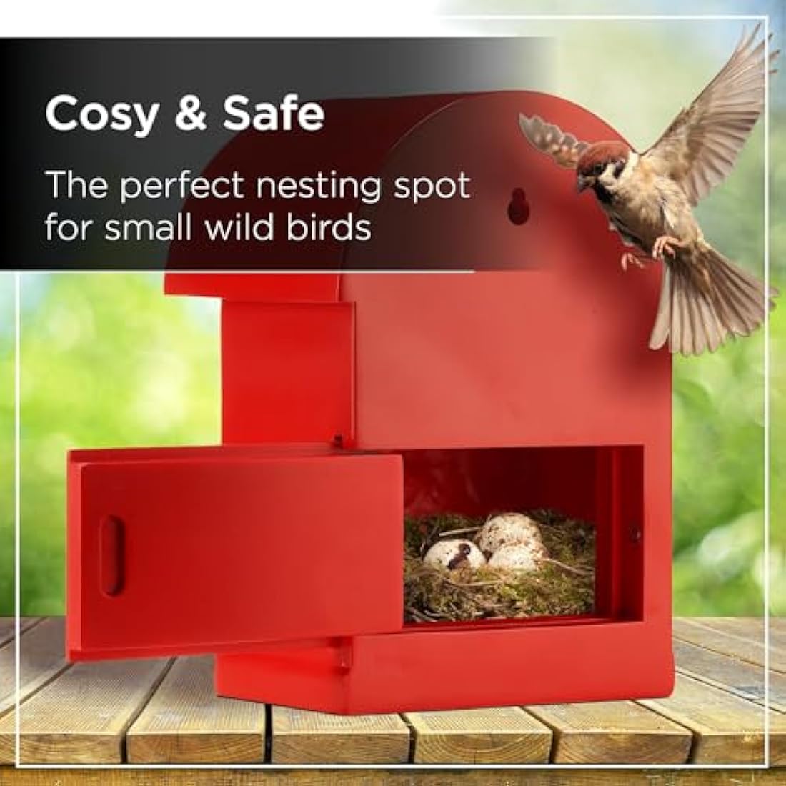 Wrenbury Post Box Bird House for Small Birds - Hanging Nesting Bird Boxes for Gardens - Weather Resistant Resin - Postbox for Wild Birds - Wall Mounted