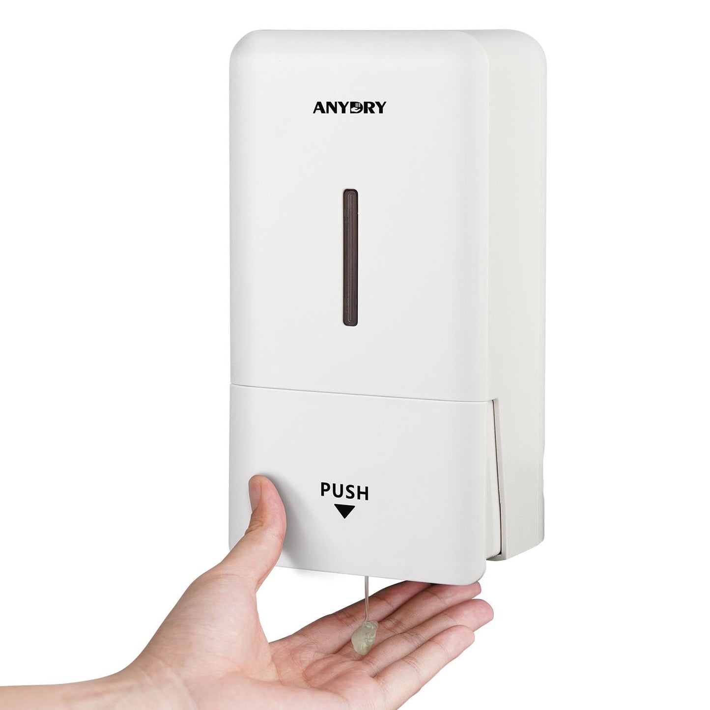 anydry Wall-mounted Manual Pressurized Soap Dispenser, 800ml Capacity with Visual Window Soap Replacement, Perfect for Homes and Businesses 1006 White