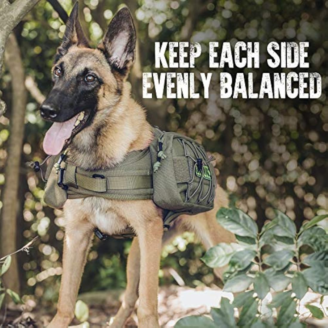 OneTigris Dog Pack Hound Travel Camping Hiking Backpack Saddle Bag Rucksack for Medium & Large Dog (Ranger Green)