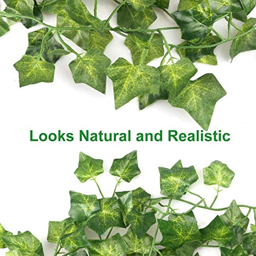 DazSpirit 60Pcs Artificial Ivy Leaf Garland, 126m Artificial Ivy Vines, Fake Vines, Fack Leaves Hanging Plants, for Wedding, Party, Home, Garden,