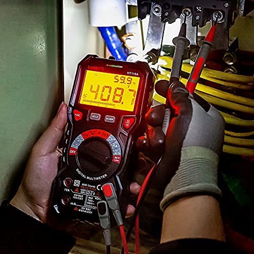 KAIWEETS HT118A Digital Multimeter Professional, T-RMS Autoranging Multitester 6000 Counts Measures AC/DC Current, Voltage, Continuity, Capacitance, NCV, Resistance, Duty, Diodes, Live, LED Jacks