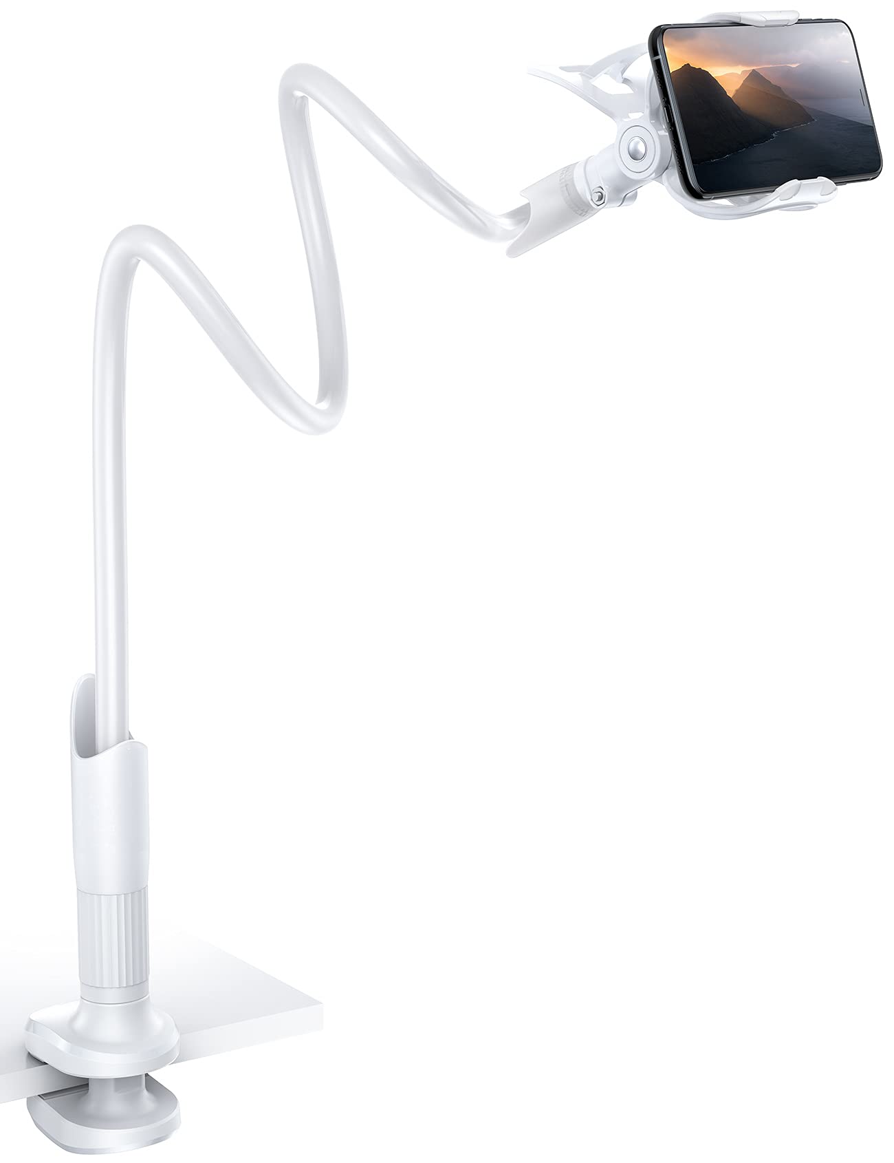 Lamicall Gooseneck Phone Holder, Flexible Holder for Bed - Lazy Arm 360 Adjustable Clamp Bracket for iPhone 16 15 14 Pro Max Plus, 13 12 Pro Max Mini,
