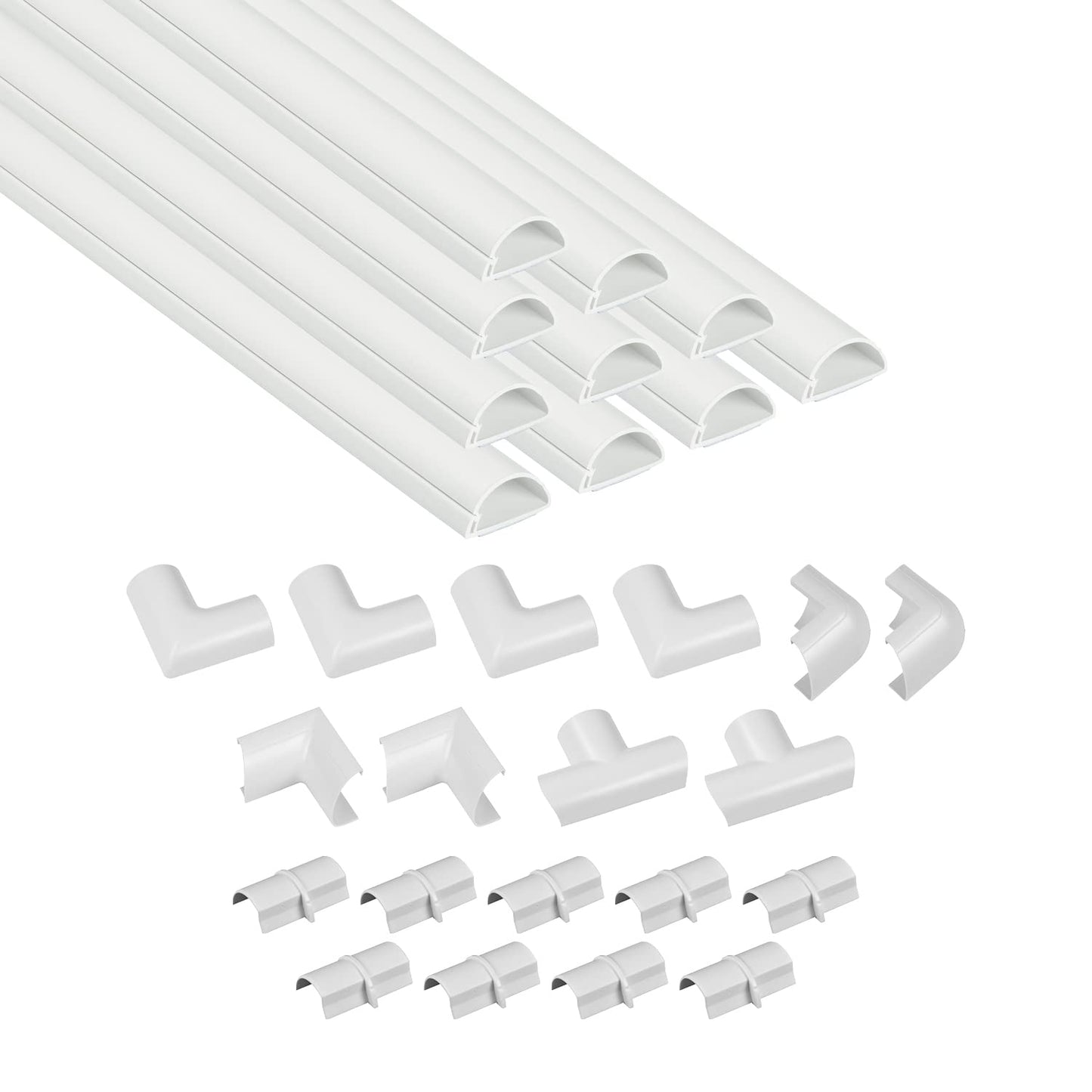 D-Line White Mini Trunking Kit, 4-Meter Self-Adhesive Wire Hider, Cable Management to Hide Wires on Wall, Cable Tidy Solution - 10x 40cm Lengths and