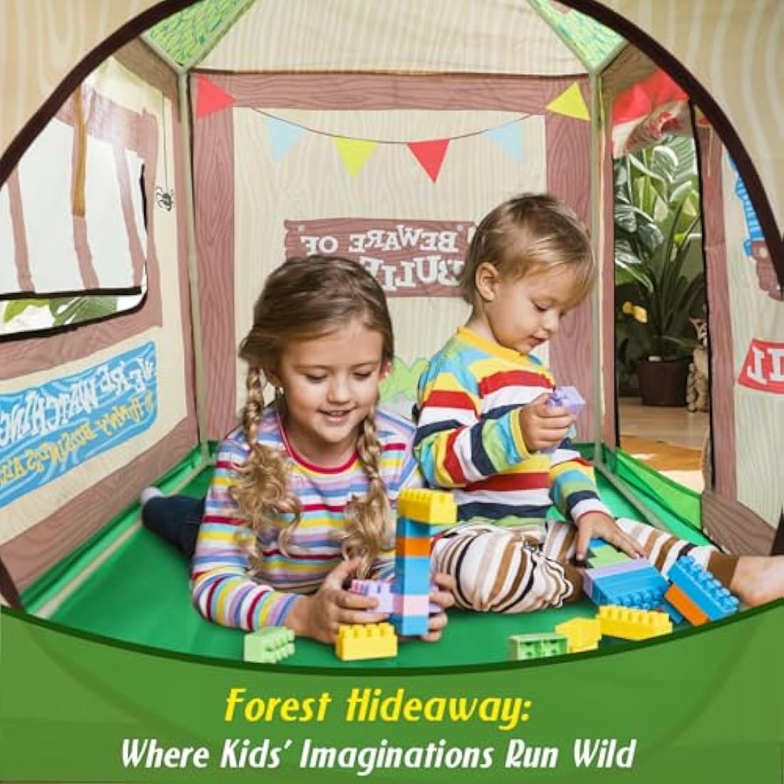 SweHouse Playhouse for Kids Indoor, Kids Play Tent, Toys for Boys and Girls Children Clubhouse Tent with Roll-up Door and Windows