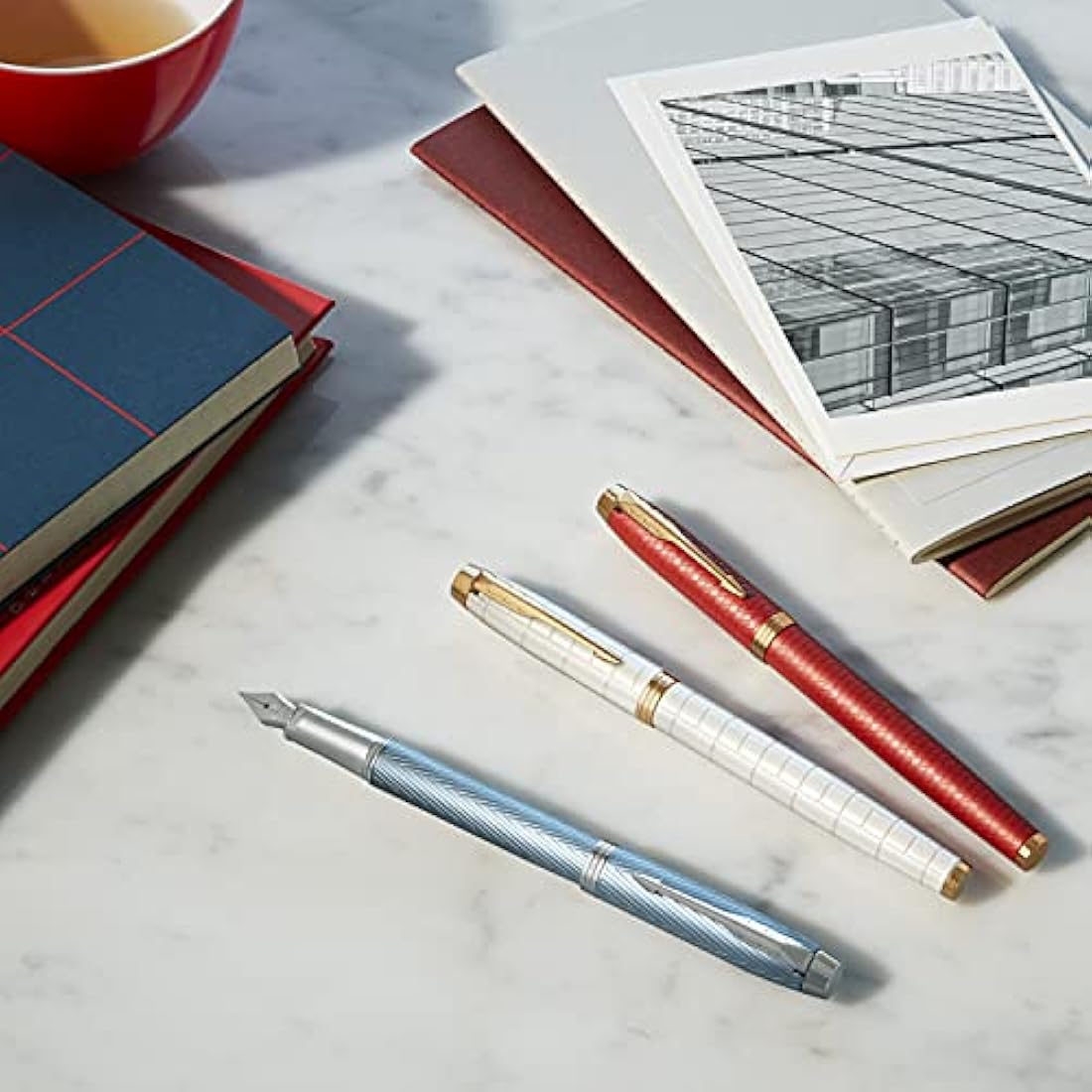 Parker IM Ballpoint Pen | Premium Blue Grey with Chrome Trim | Medium Point with Blue Ink Refill | Gift Box