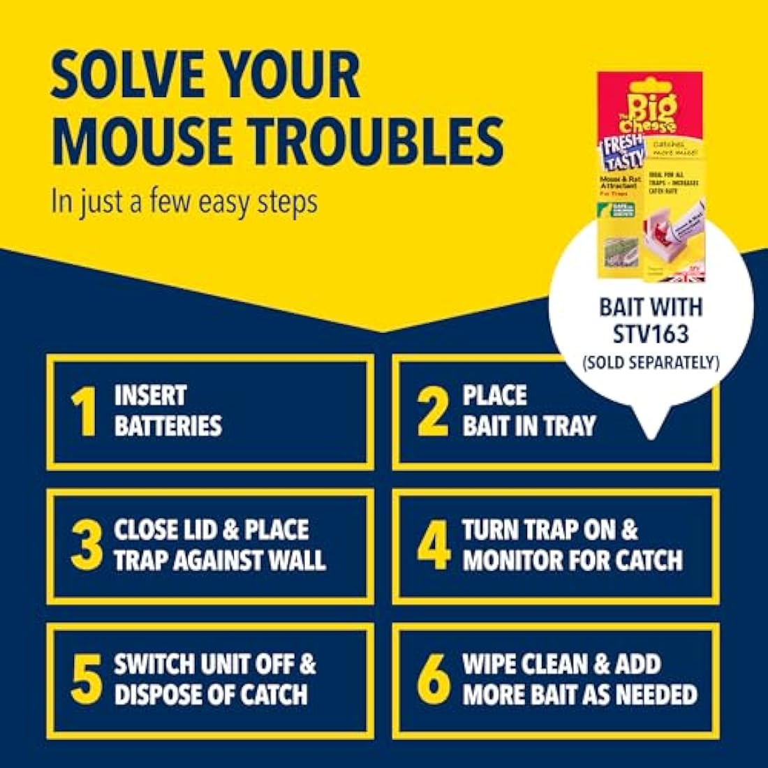 The Big Cheese Ultra Power - Electronic Mouse Killer, Quick, Effective Humane - Professional Electric Mouse Trap that Kills Instantly - Safe, Hygienic Zapper - Indoor Battery Powered Electric Trap