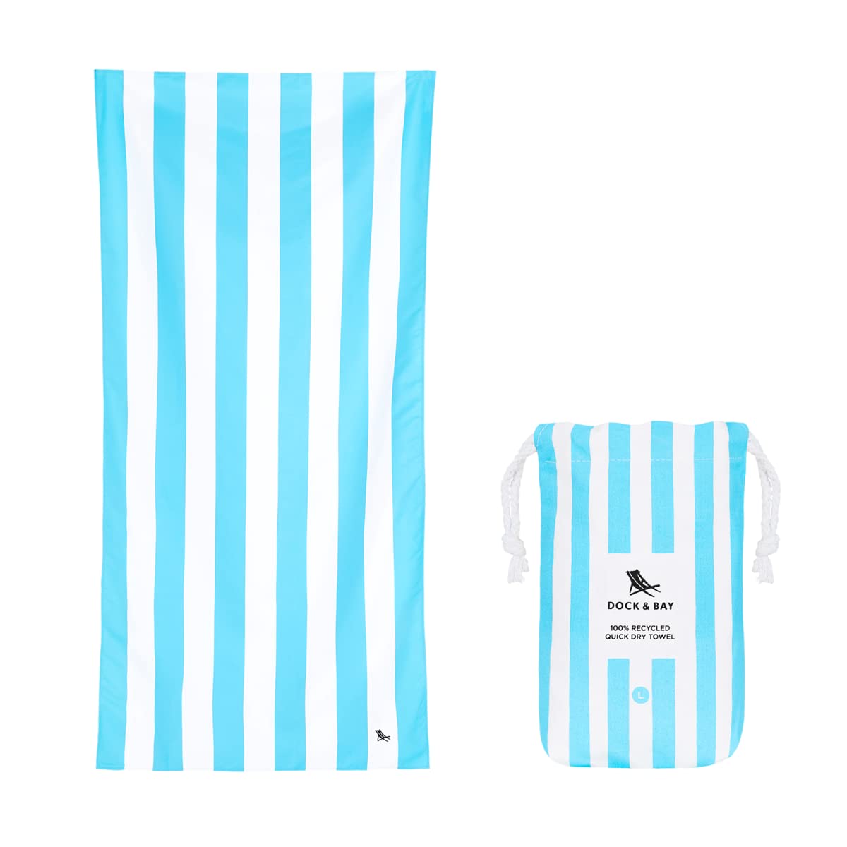 Dock & Bay Kid's Towel - For Beach Use - Quick Dry, Sand Free - Compact, Lightweight - 100% Recycled - Includes Bag - Cabana - Tulum Blue, Medium