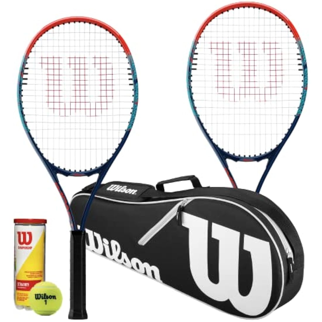 Wilson Impact Tennis Racket Twin Set Package (2 Rackets, Carry Bag & Tennis Balls)