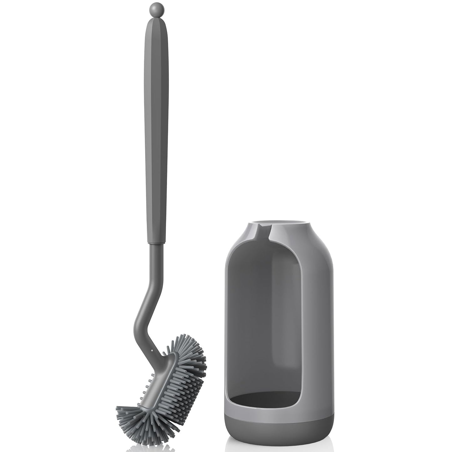 HAMITOR Silicone Toilet Brush Holder Set: Deep Cleaning S-Shaped Curved Bristle Brush for Bathroom Dead Corner Clean - Modern Rv Toilet Decorative