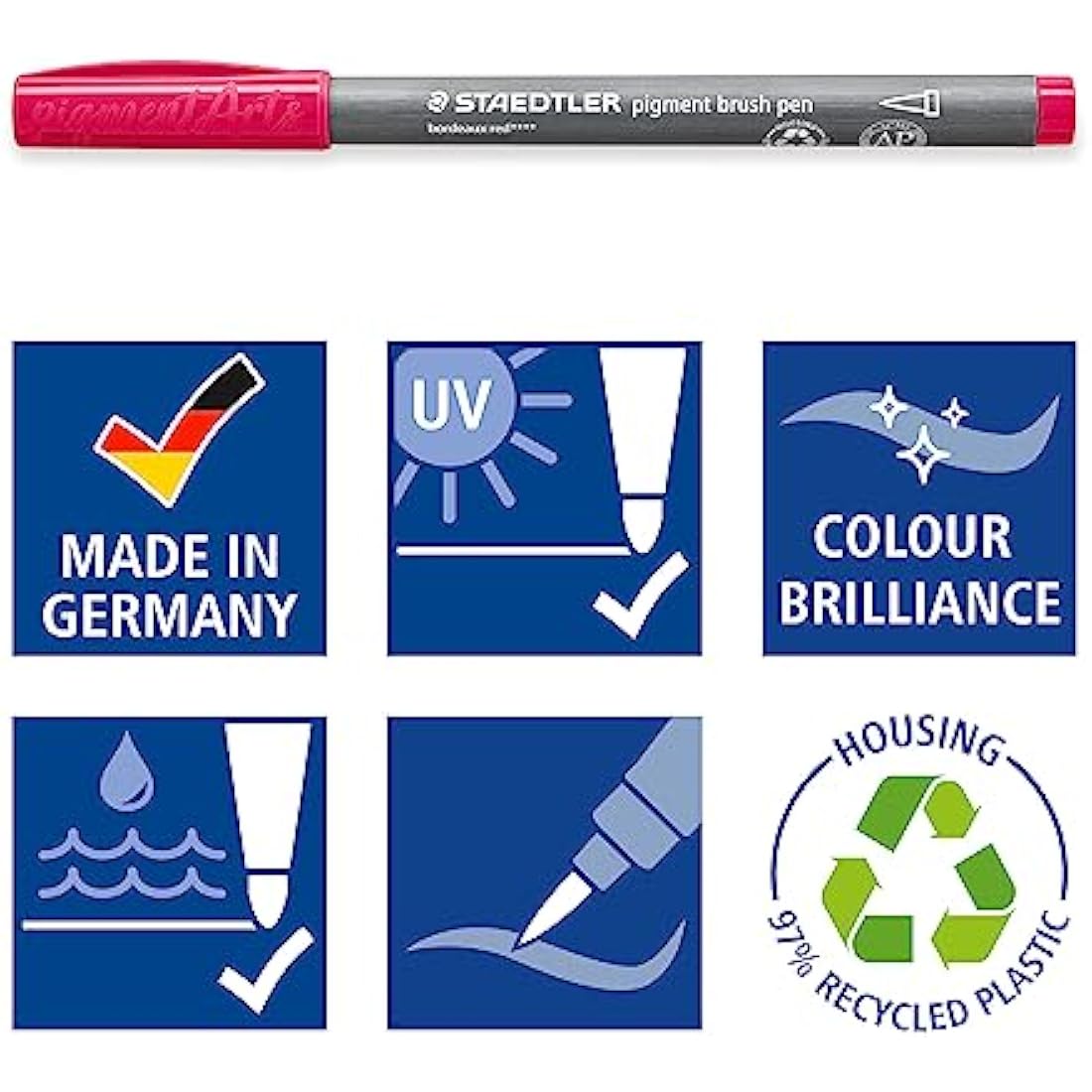 STAEDTLER 371 C24-1 Pigment Arts Brush Pen - Assorted Colours (Pack of 24)