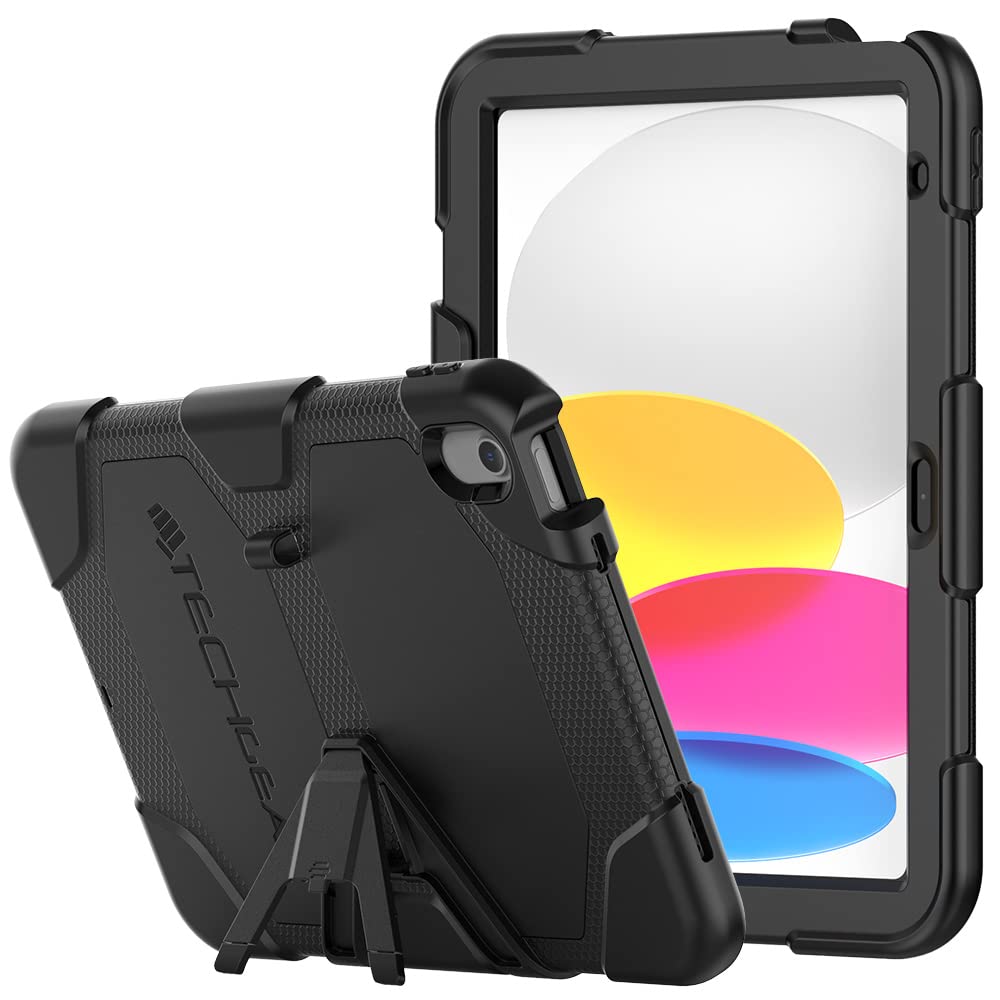 TECHGEAR G-SHOCK Case for iPad 11" A16 (11th Gen 2025) & 10.9" (10th Gen 2022), Heavy Duty Rugged Shockproof Protective Screen Protector Case with