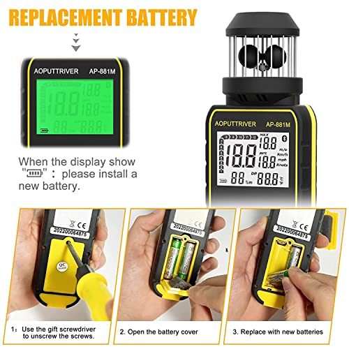 Pocket Anemometer, Handheld Anemometer Update Wind Meter with 360°Rotation any wind Direction