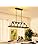 WUZUPS 5-Light Metal Chandelier Imitation Wood Grain Linear Pendant Ceiling Lighting Rustic Farmhouse Fixture Kitchen Island Dining Room, E27 Base, Black