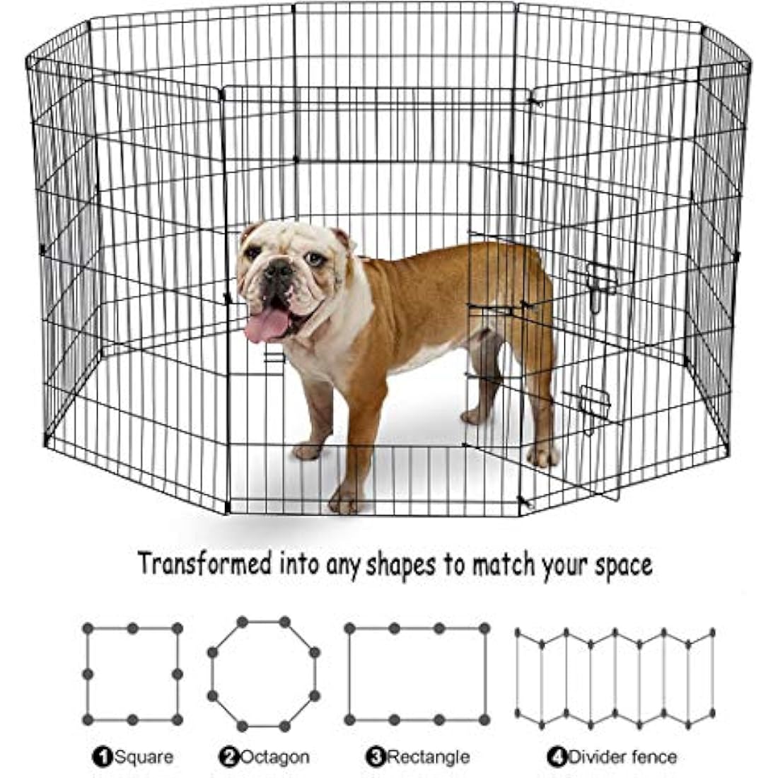 UNDERDOG 8 Panel Playpen Suitable for Dogs/Puppies/Cats & Rabbits foldable ideal for Indoor/Outdoor use puppy play pen (91cm, Black)