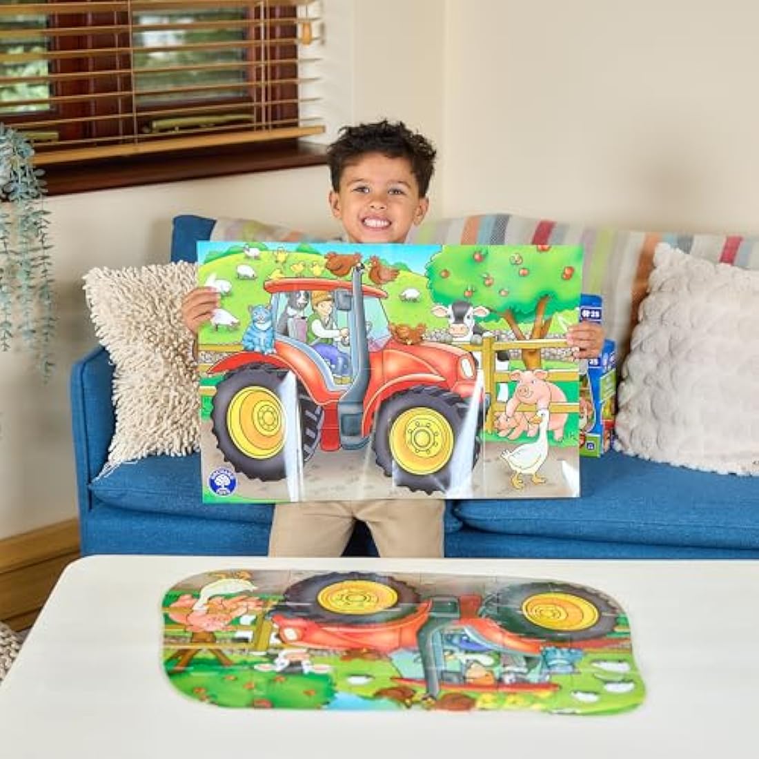 Orchard Toys Big Tractor Jigsaw Puzzle, 25-Piece Farm Themed Shaped Puzzle For Ages 3-6, Includes Poster, Perfect Party Gift