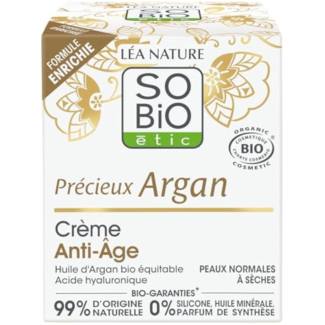 SO'BiO étic Précieux Argan Cosmebio Anti-Aging Day Cream, 50 ml