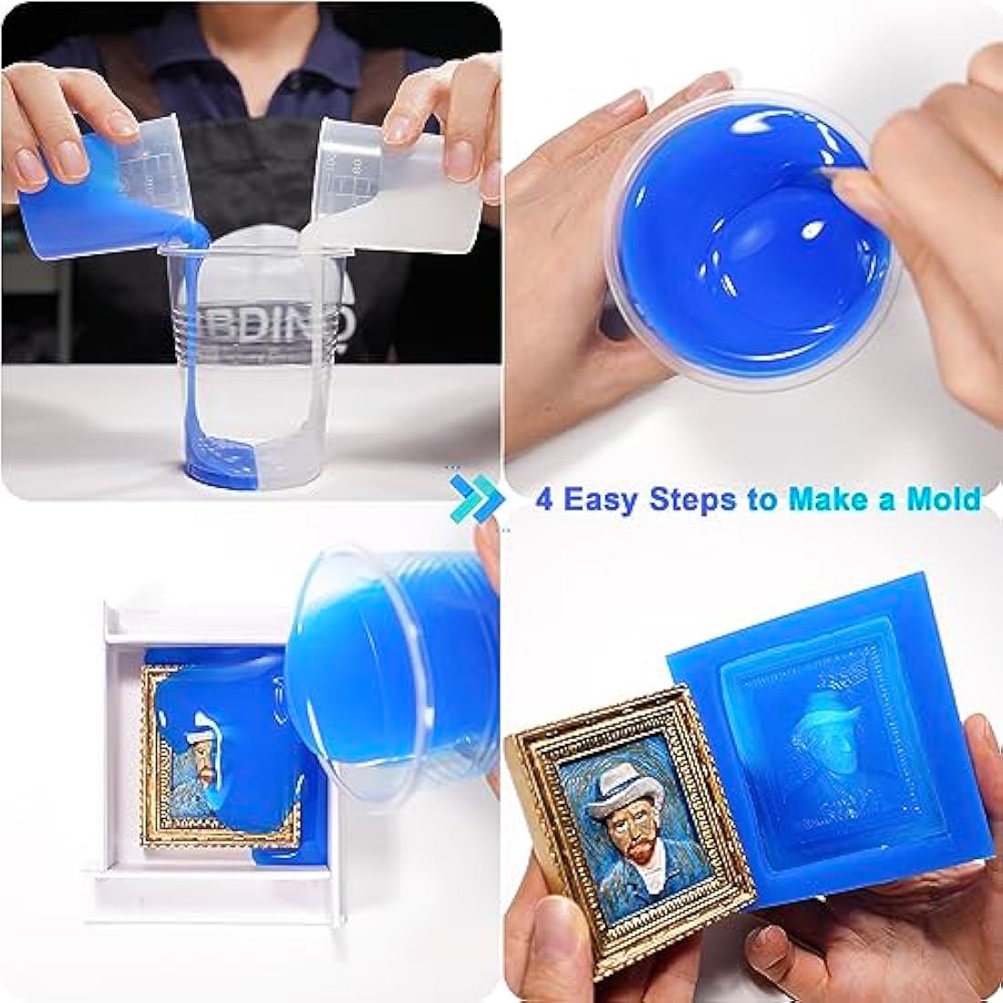 BBDINO Silicone Mould Making Kit, 30A Liquid Silicone for Mould Making 38.8 OZ, Quick Cure Mould Making Silicone Rubber, 1:1 Ideal for Casting Resins Moulds & Silicone Moulds Sapphire Blue