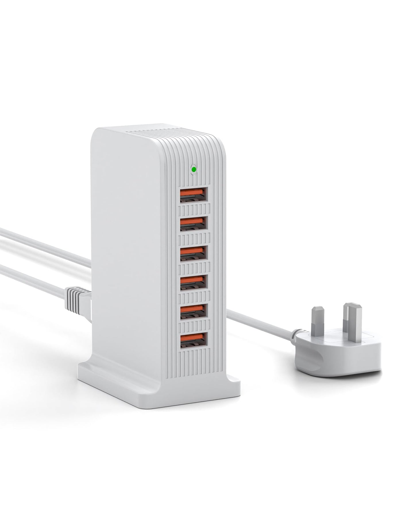 Qurzou USB Charger,50W Multi Charger 6 Port USB Tower Charging Station for iPhone 15/14/13 Pro/Pro Max,Samsung,iPad,Android,iOS etc(white)