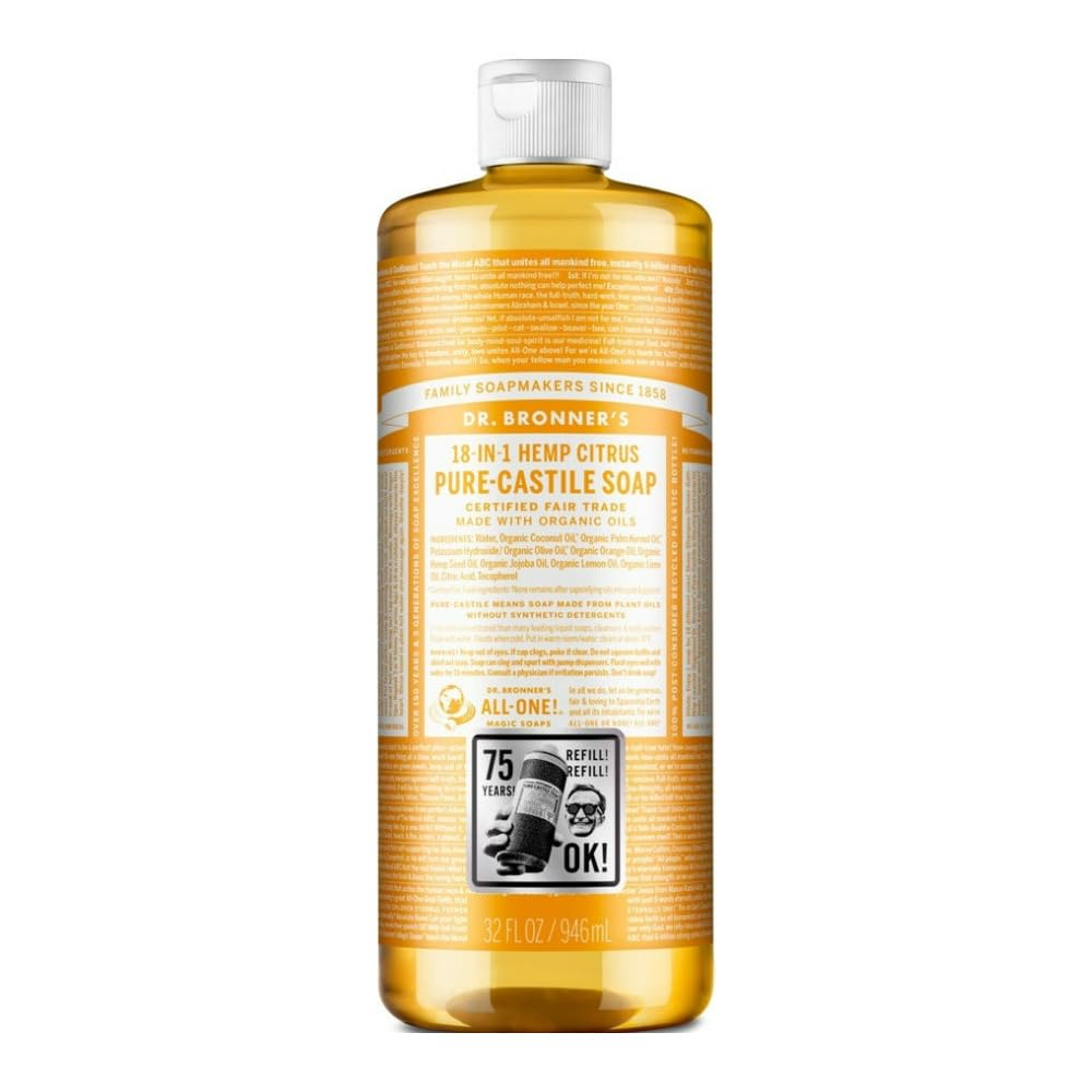 DR BRONNERS Organic Citrus Orange Pure-Castile Liquid Soap 946ml (PACK OF 1)