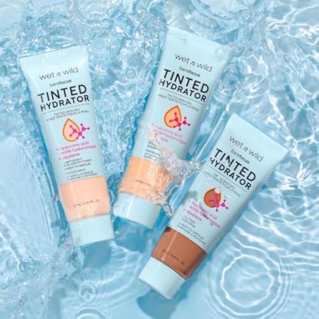 Wet n Wild, Bare Focus Tinted Hydrator, Tinted Moisturiser with Hyaluronic Acid, Lightweight Formula with Semi-Matte Finish for Oily Skin, Sheer to Medium Coverage, Tan