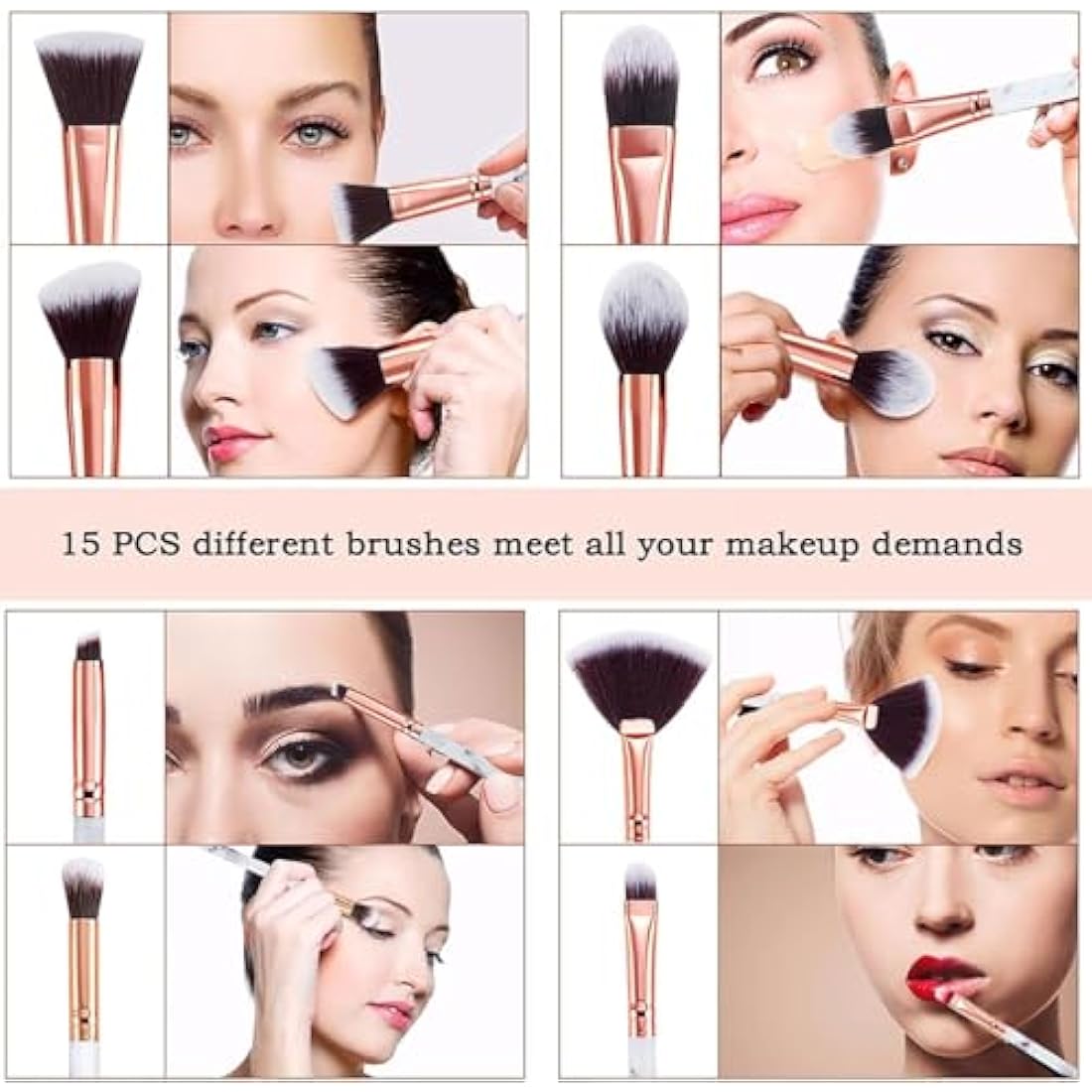 Makeup Brushes DUAIU Makeup Brush Set Professional 15-Piece Marble Make Up Brushes for Foundation Brush Powder Concealers and Eyeshadow Brush with Exquisite Marble Bucket Gift Box White