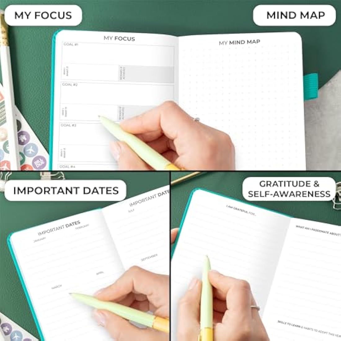 Clever Fox Pocket Weekly – Undated Monthly Goal Planner and Calendar, Mini Planner Perfect for Purse, 10x17.5cm (Turquoise)