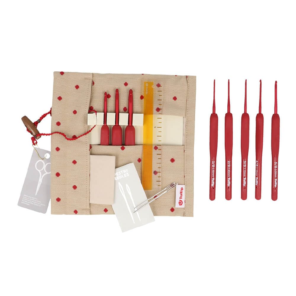 Tulip Etimo Red Crochet Hook, Ergonomic Soft-Grip Aluminium Shaft, 1 Piece