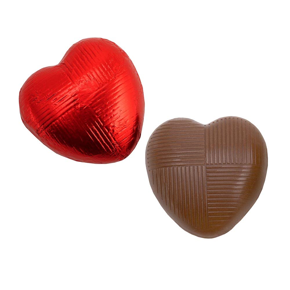 Italian Options Milk Chocolate Hearts, 1 KG approx 166 Pieces, Red Foil