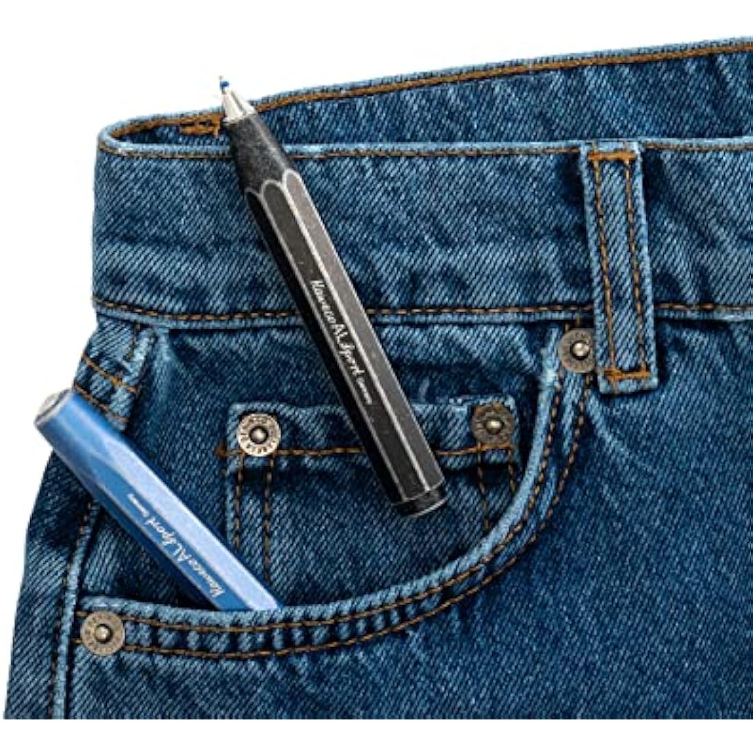 Kaweco AL SPORT Gel/Ballpoint Pen Stonewash Blue I Pen Including 0.7 mm Rollerball Pen Refill in Classic Design with Ceramic Ball I Premium Aluminium Gel Roller 13 cm