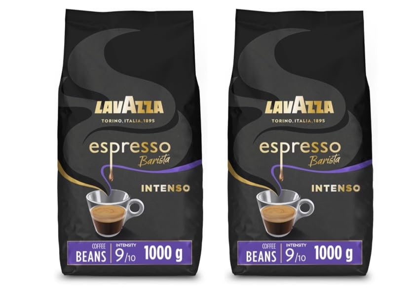 Lavazza Espresso Barista Intenso, Drum Roasted Coffee Beans, Ideal for Espresso Coffee Machines Intensity 9/10, Medium Roasting, 1000g x2