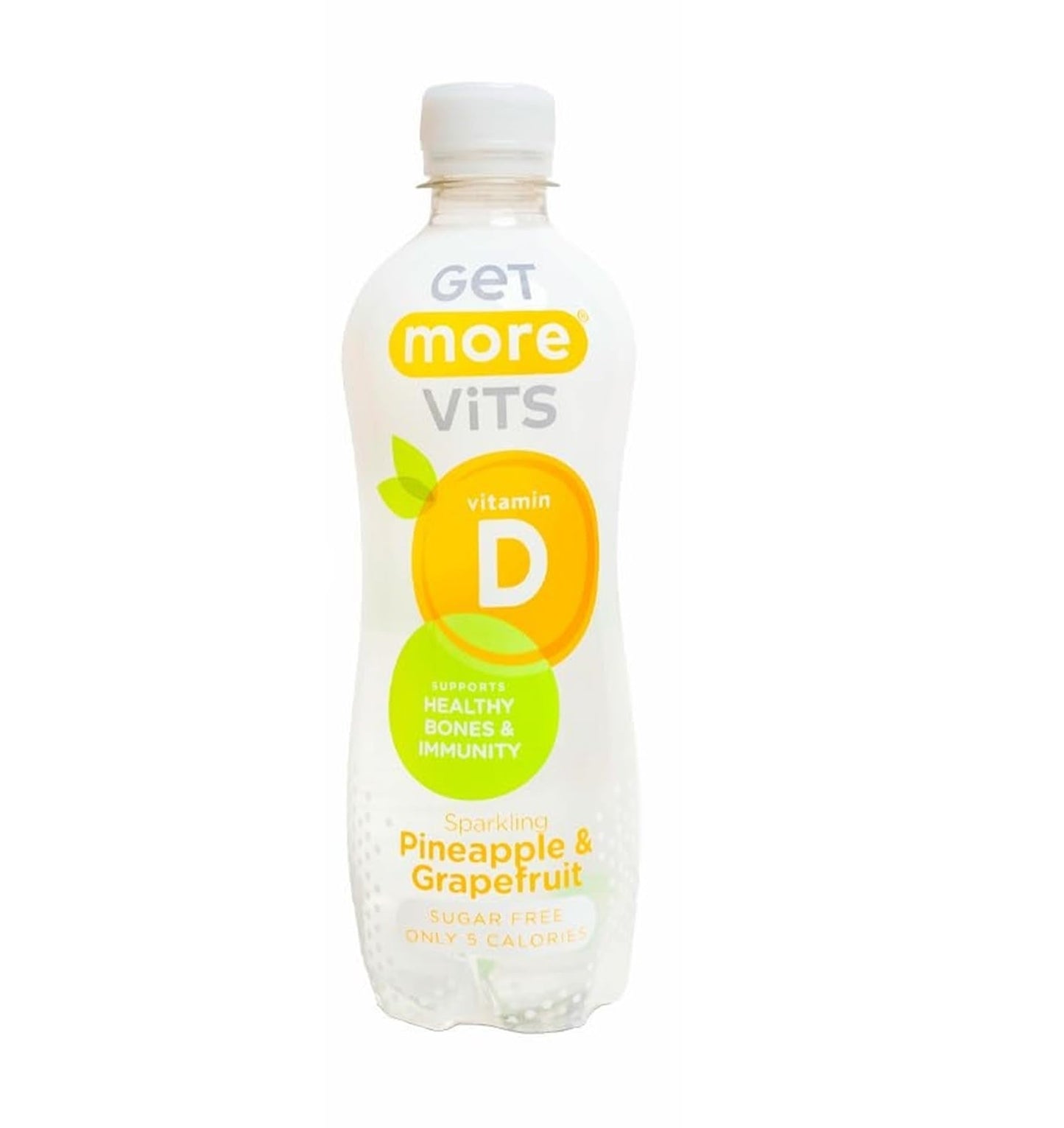 Get More Vits - Vitamin D Sparkling Pineapple & Grapefruit Spring Water (12 x 500ml), Support Healthy Bones, Teeth & Muscles, Boost Immune System,