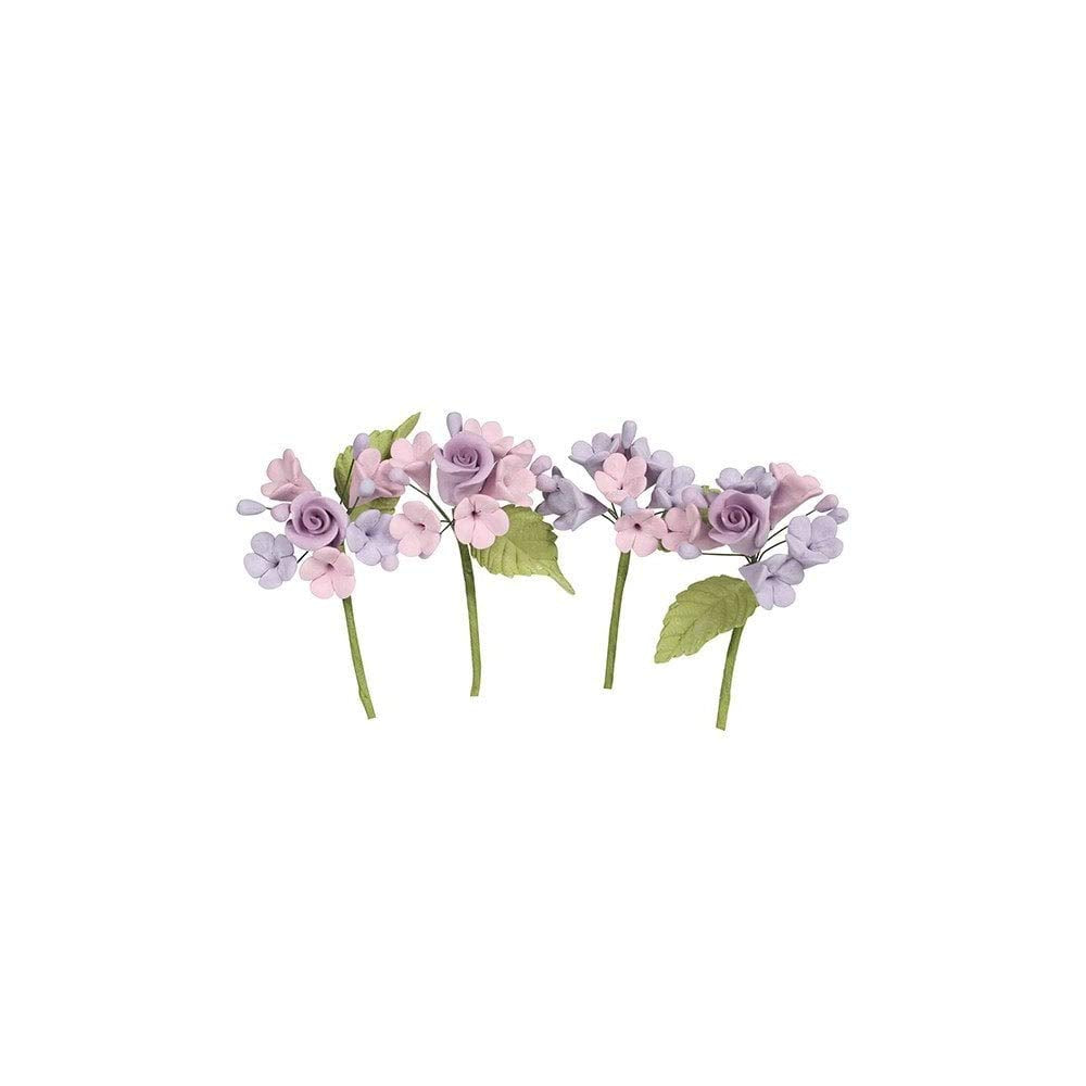House of Cake Mini Rose Spray, Pink Floral Cake Decoration With Flowers and Leaves, Single