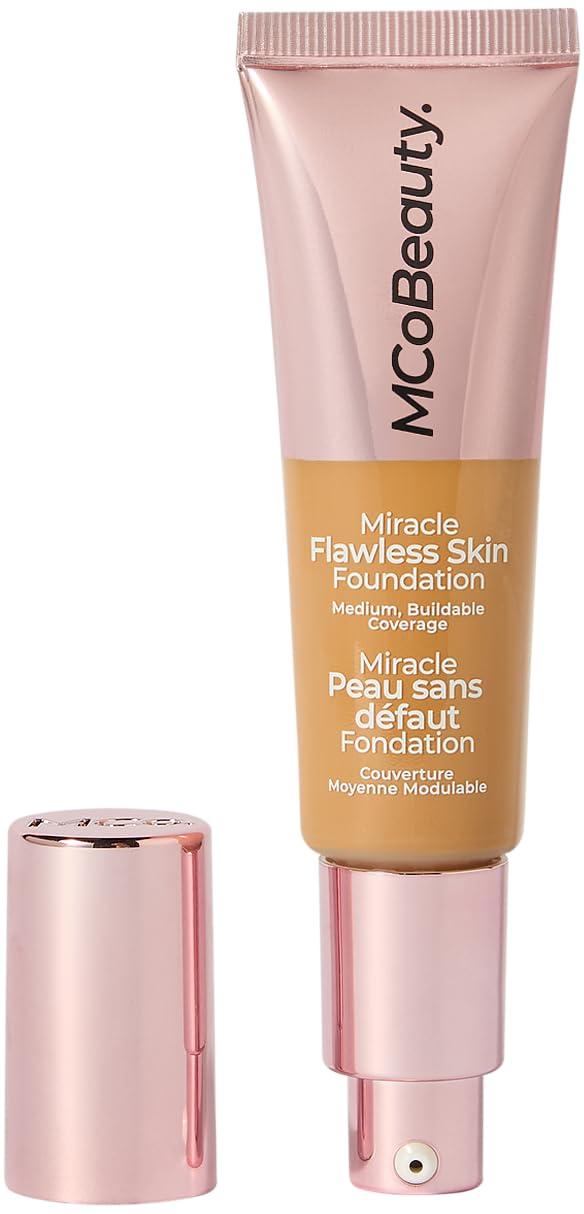 MCoBeauty - Miracle Flawless Skin Liquid Foundation - Honey Shade - Buildable Dewy-Finish Formula with Hyaluronic Acid, Coconut Water and Rose Flower