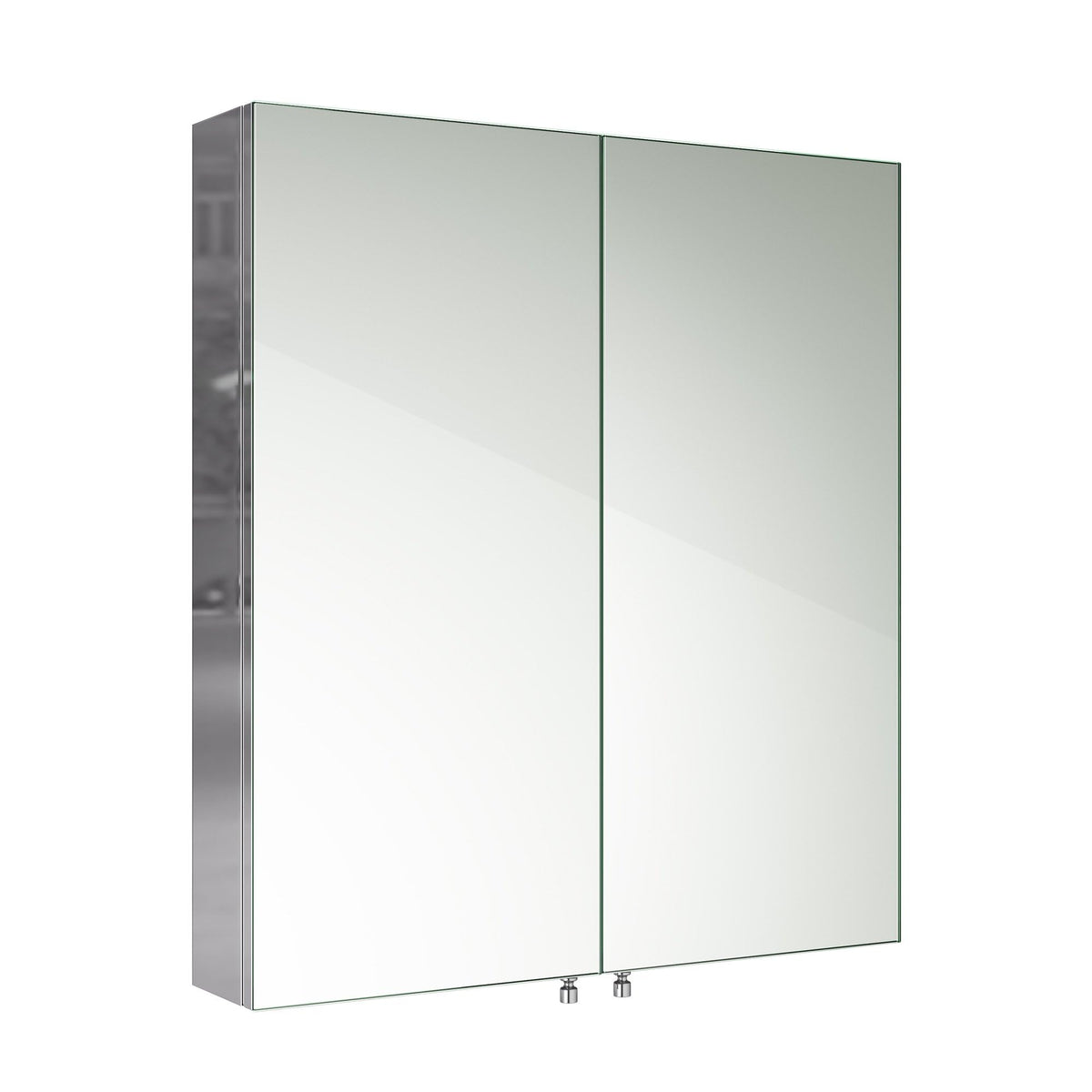 iBathUK Vienna Wall Mounted Mirror Cabinet, Modern Double Door Bathroom Mirror Storage Unit with 2 Fixed Shelves, Plain Cabinet Mirror for Bathrooms
