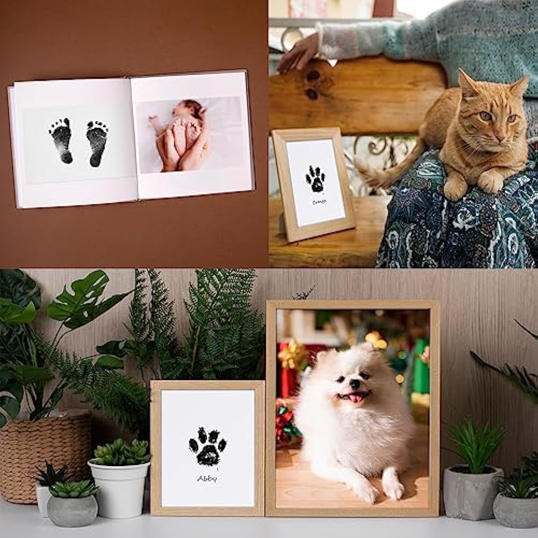 Nabance Baby Handprint and Footprint Kit, Paw Print Kit for Dogs & Cats, 4 Inkless Print Pads, 8 Imprint Cards, Dog Paw Print Kit, Pet Paw Stamp Pads, Pawprint Family Keepsake Kit, Medium Size