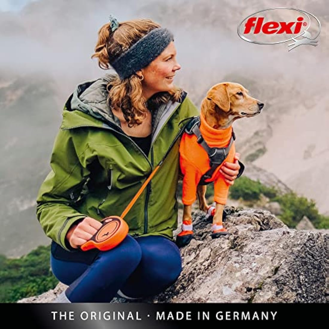 Flexi Xtreme Tape Orange & Black Large 8m Retractable Dog Leash/Lead for dogs up to 55kgs/121bs